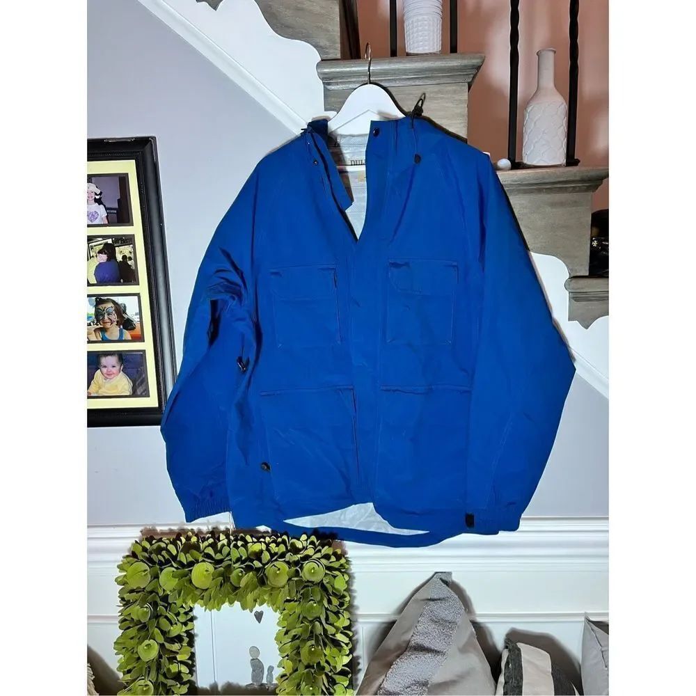 Duluth Fire Hose Wear Teal Blue Hooded Shirt Jacket sz M NWOT